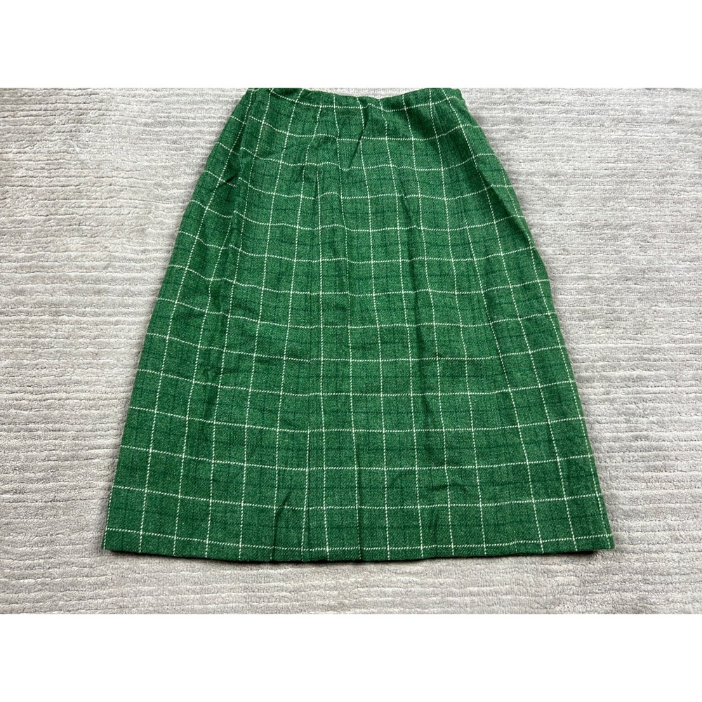 Corner‎ House Skirt Womens 6 Green Windowpane Plaid A-Line Vintage Knee Length